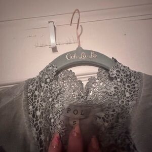 POL Lace Detail Top in Gray